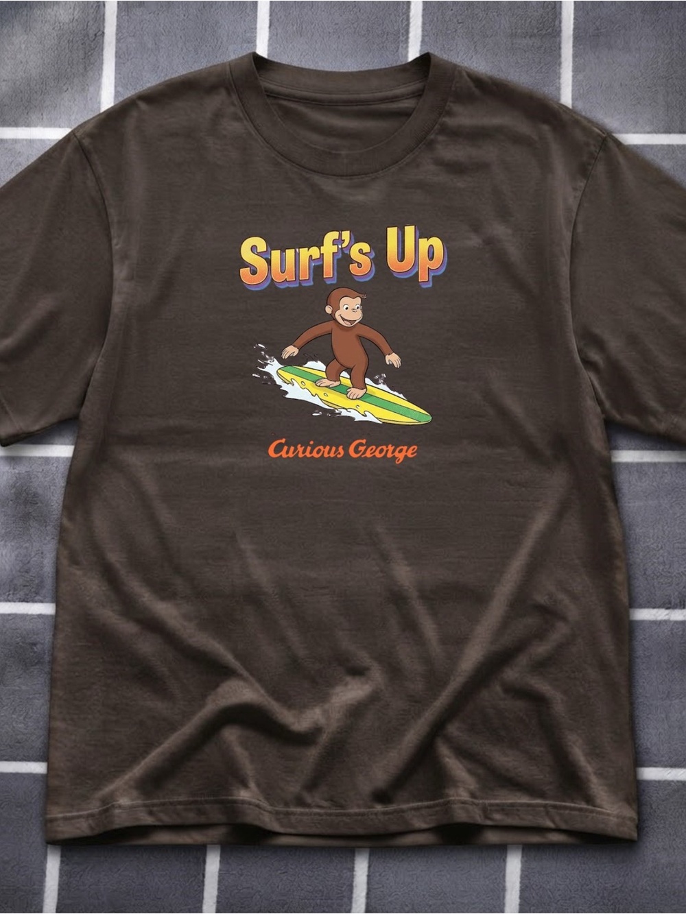 GildanCurious George "Surf's Up" Graphic Tee - Brown